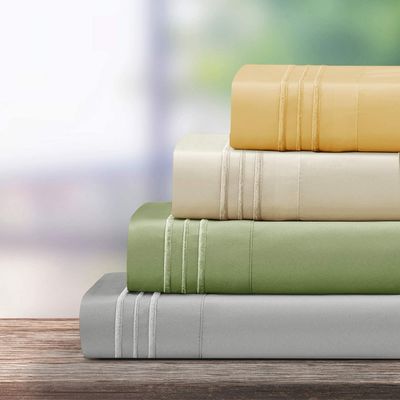 Μετατρέψτε το δωμάτιο των παιδιών σας σε ένα άνετο καταφύγιο με 4PCS 3 γραμμές κεντήματα κρεβατιού σετ