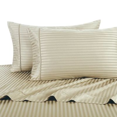 Αριθμός νήματος 300tc 100% βαμβάκι Strip Satin σεντόνια για ξενοδοχείο πολυτελείας 5 αστέρων